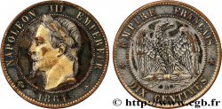 Dix centimes Napoléon III, tête laurée, plaquée 1861 Paris F.134/4 var. XF