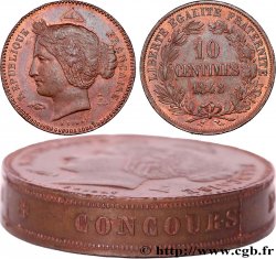 Concours de 10 centimes, piéfort au quadruple,  par Rogat, premier concours, premier revers, tranche inscrite 1848 Paris VG.3169 P SUP55