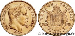 20 francs or Napoléon III, tête laurée 1867 Strasbourg F.532/16