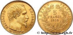 5 francs or Napoléon III, tête nue, petit module, tranche cannelée 1854 Paris F.500A/1