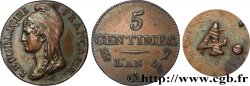 5 centimes Dupré, petit module, An 4/3 1796 Paris F.113/1 var. TTB