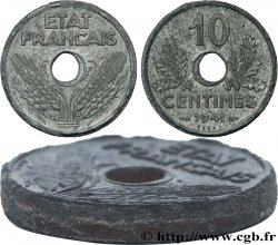 Essai-piéfort de 10 centimes État français, grand module 1941 Paris GEM.44 EP
