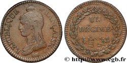 Un décime Dupré, grand module,  refrappage  du 2 décimes 1797 Limoges F.128/9 AU53