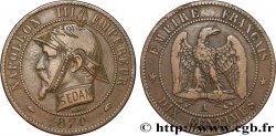 Dix centimes Napoléon III, tête nue, satirique 1870 Paris F.133/- var.