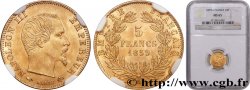 5 francs or Napoléon III, tête nue, grand module 1859 Paris F.501/7 MS65 NGC