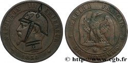 Dix centimes Napoléon III, tête nue, satirique 1854 Marseille F.133/17 var.