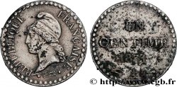 Un centime Dupré, IIe République, nickelé 1851 Paris F.101/7 var.