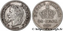 20 centimes Napoléon III, tête laurée, grand module 1867 Paris F.150/1
