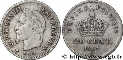 20 centimes Napoléon III, tête laurée, grand module 1867 Paris F.150/1