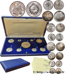 Coffret de 9 piéforts argent : 50, 10, 5, 1 et 1/2 franc et 20, 10, 5 et 1 centime 1975 Pessac GEM.292 CPA7 MS/MS