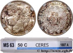 50 centimes Cérès, Troisième République 1887 Paris F.189/12