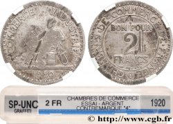 Essai en Argent de 2 francs Chambres de Commerce, poinçon “4” 1920 Paris GEM.112 2