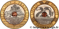 20 francs Mont Saint-Michel, Fauté avec un coeur en cuivre 1992 Pessac F.403/2 var. MS65