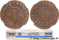 Un décime à l’L couronnée 1815 Strasbourg F.132A/3