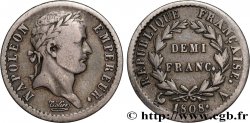 Demi-franc Napoléon Ier tête laurée, République française 1808 Paris F.177/2