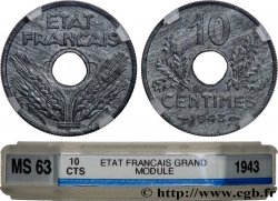 10 centimes État français, grand module 1943 F.141/5