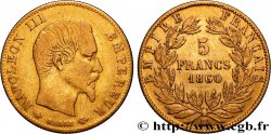 5 francs or Napoléon III tête nue, grand module 1860 Strasbourg F.501/13