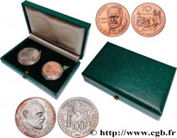 Coffret de 2 essais de 10 francs Victor Hugo, Tranche A et 100 Francs Émile Zola 1985 Pessac F.370/1