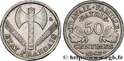 50 centimes Francisque, lourde, premiers exemplaires avec les CROIX 1942 Paris F.195/2