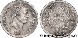 Demi-franc Napoléon Ier tête laurée, République française 1808 Paris F.177/2
