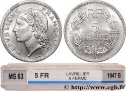 5 francs Lavrillier, aluminium 1947 Beaumont-Le-Roger F.339/12