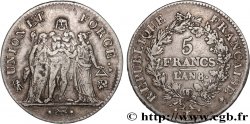 5 francs Union et Force, Union desserré, avec glands intérieurs et gland extérieur, date en 8/5 1800 Bayonne F.291/39 TB+