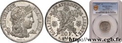 Concours de 20 francs, essai de Barre, buste avec les symboles 1848 Paris VG.3043 var. MS63 PCGS