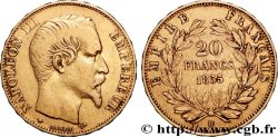 20 francs or Napoléon III, tête nue, différent ancre 1855 Strasbourg F.531/6