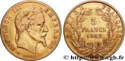5 francs or Napoléon III, tête laurée 1862 Strasbourg F.502/2