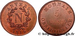 5 cent. Anvers à l’N, frappe de l’atelier de Wolschot 1814 Anvers F.115B/3