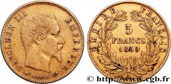 5 francs or Napoléon III, tête nue, grand module 1859 Paris F.501/7
