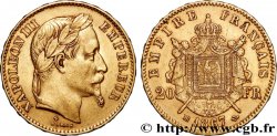 20 francs or Napoléon III, tête laurée 1867 Strasbourg F.532/16