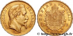 20 francs or Napoléon III, tête laurée 1867 Strasbourg F.532/16