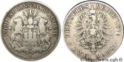 DEUTSCHLAND - HAMBURG FREIE STADT 2 Mark blason de Hambourg / aigle 1876 Hambourg - J