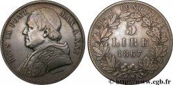 VATICAN AND PAPAL STATES 5 Lire Pie IX 1867 an XXI Rome