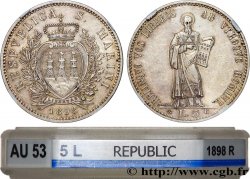 SAN MARINO 5 Lire 1898 Rome AU53 GENI