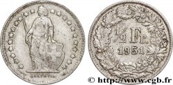 SWITZERLAND 1/2 Franc Helvetia 1951 Berne