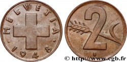 SWITZERLAND 2 Centimes (Rappen) croix suisse 1948 Berne
