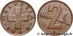 SWITZERLAND 2 Centimes (Rappen) croix suisse 1948 Berne