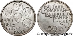 BELGIUM 500 Francs légende flamande 150e anniversaire de l’indépendance, portrait des 5 rois / carte de Belgique 1980 Bruxelles