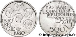 BELGIUM 500 Francs légende flamande 150e anniversaire de l’indépendance, portrait des 5 rois / carte de Belgique 1980 Bruxelles