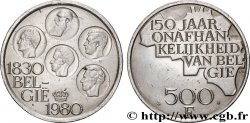 BELGIUM 500 Francs légende flamande 150e anniversaire de l’indépendance, portrait des 5 rois / carte de Belgique 1980 Bruxelles