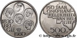BELGIEN 500 Francs légende flamande 150e anniversaire de l’indépendance, portrait des 5 rois / carte de Belgique 1980 Bruxelles