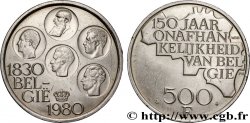 BELGIUM 500 Francs légende flamande 150e anniversaire de l’indépendance, portrait des 5 rois / carte de Belgique 1980 Bruxelles