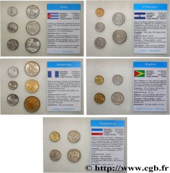 WORLD COINS LOTS Lot de 5 plaquettes de monnaies - Cuba, El Salvador, Guatemala, Guyana et Yougoslavie n.d.