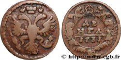 RUSSIE 1 Denga (1/2 Kopeck) aigle bicéphale 1731 Moscou ou Ekaterinbourg