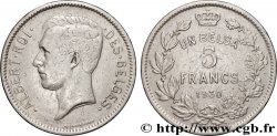 BELGIUM 5 Francs - 1 Belga Albert Ier légende Française 1930 Bruxelles