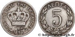 GREECE 5 Lepta couronne 1894 Paris