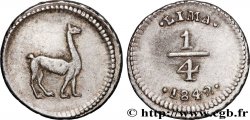 PÉROU 1/4 Real Lama 1842 Lima