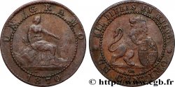 SPAIN 1 Centimo monnayage provisoire “ESPAÑA” assise / lion au bouclier 1870 Oeschger Mesdach & CO